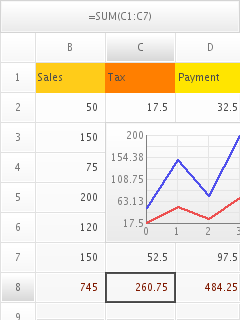 spreadsheet - a screenshot